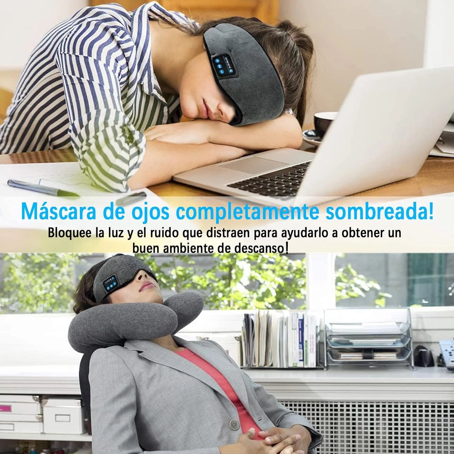 SLEEPSOUND ™-  Antifaz Con Audífonos Para Dormir